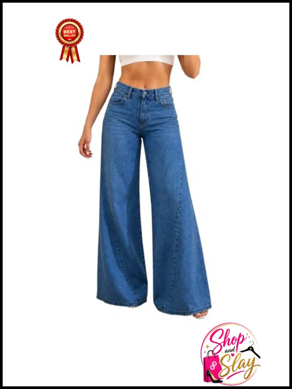 High Waist Stretch Wide Leg Flare Bell Bottom Jeans